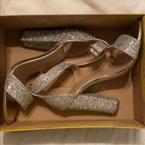 Mix No. 6 silver sparkly heels.
